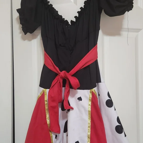 Queen of Hearts Costume Dress with Neck Ruffle - Picture 3 of 8